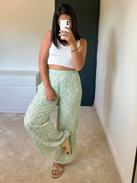 Pantalon Eléa - Roses vertes